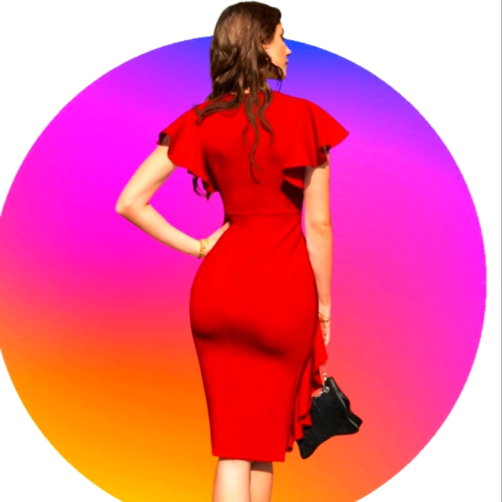 Memoriesea Red Ruffle Dress - Picture 2 of 5